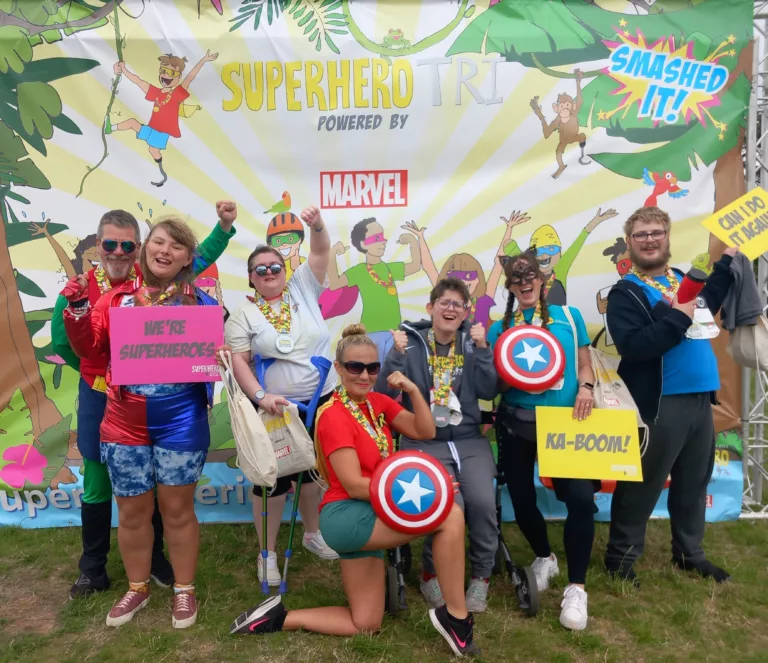 Young people and staff at the Superhero Tri 2023