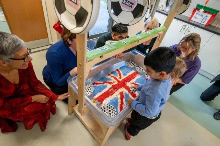 Prime Minister Rishi Sunak plays with children at Kids' Basingstoke Nursery