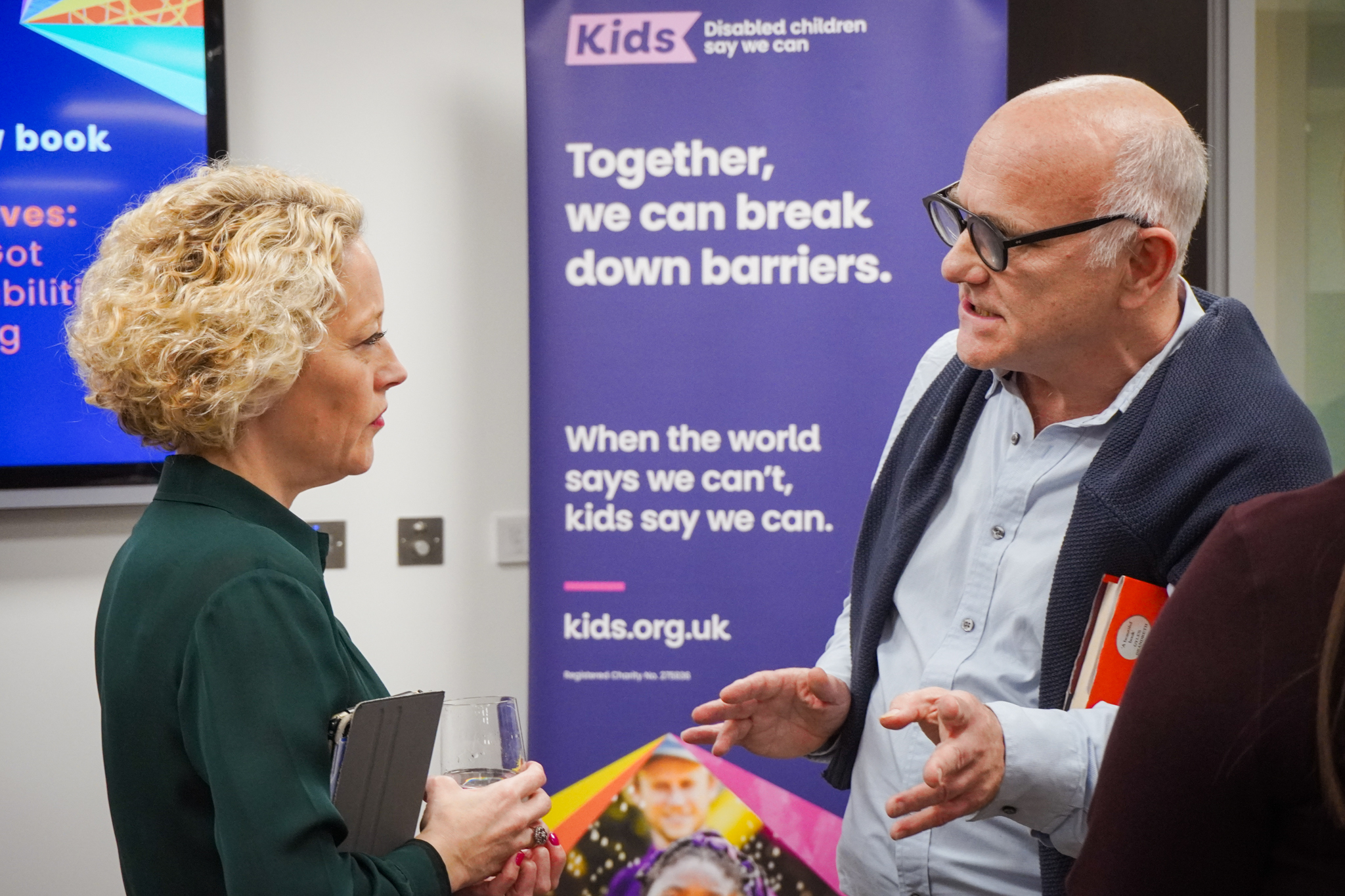 cathy newman and stephen standing opposite each other and talking