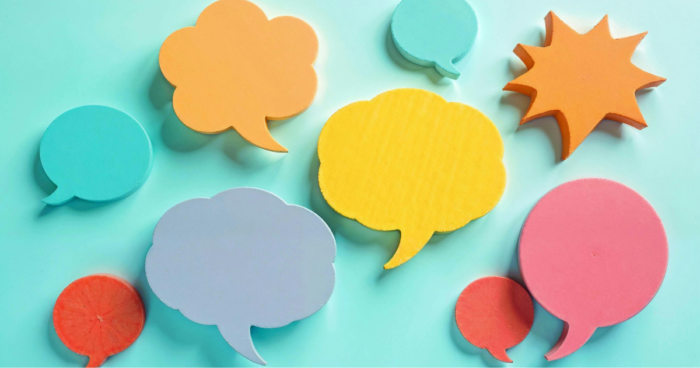 a collection of coloured speech bubbles