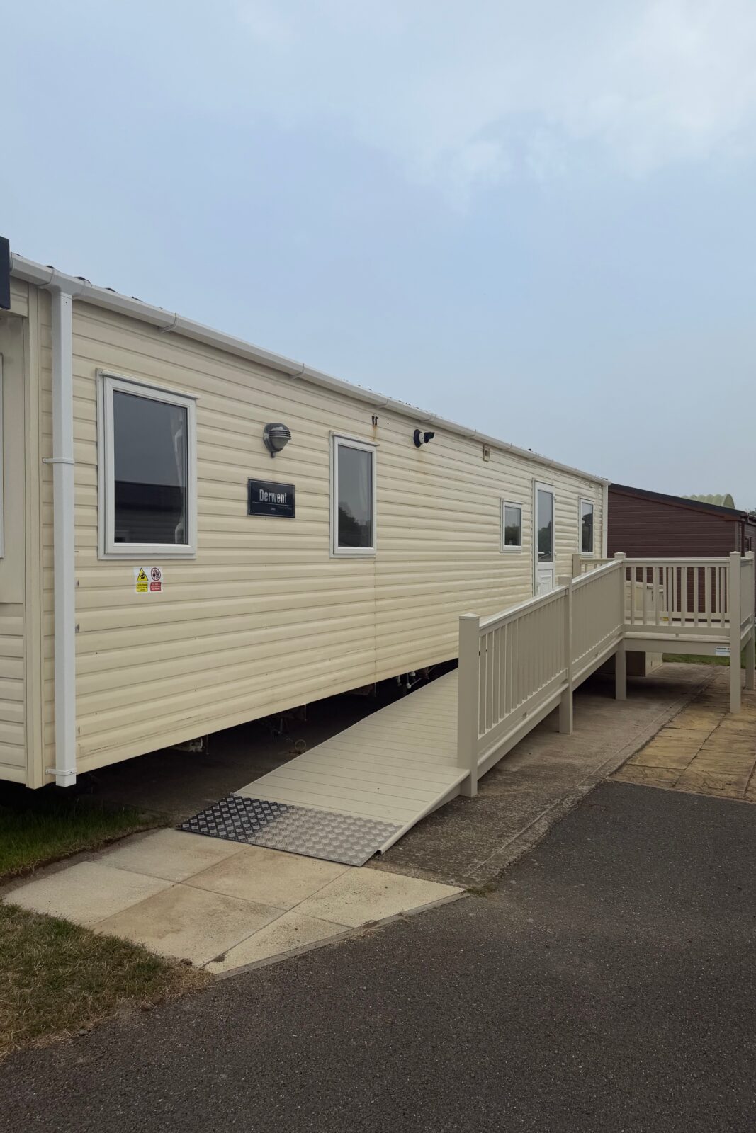 outside of caravan with accessible ramp to the doorway