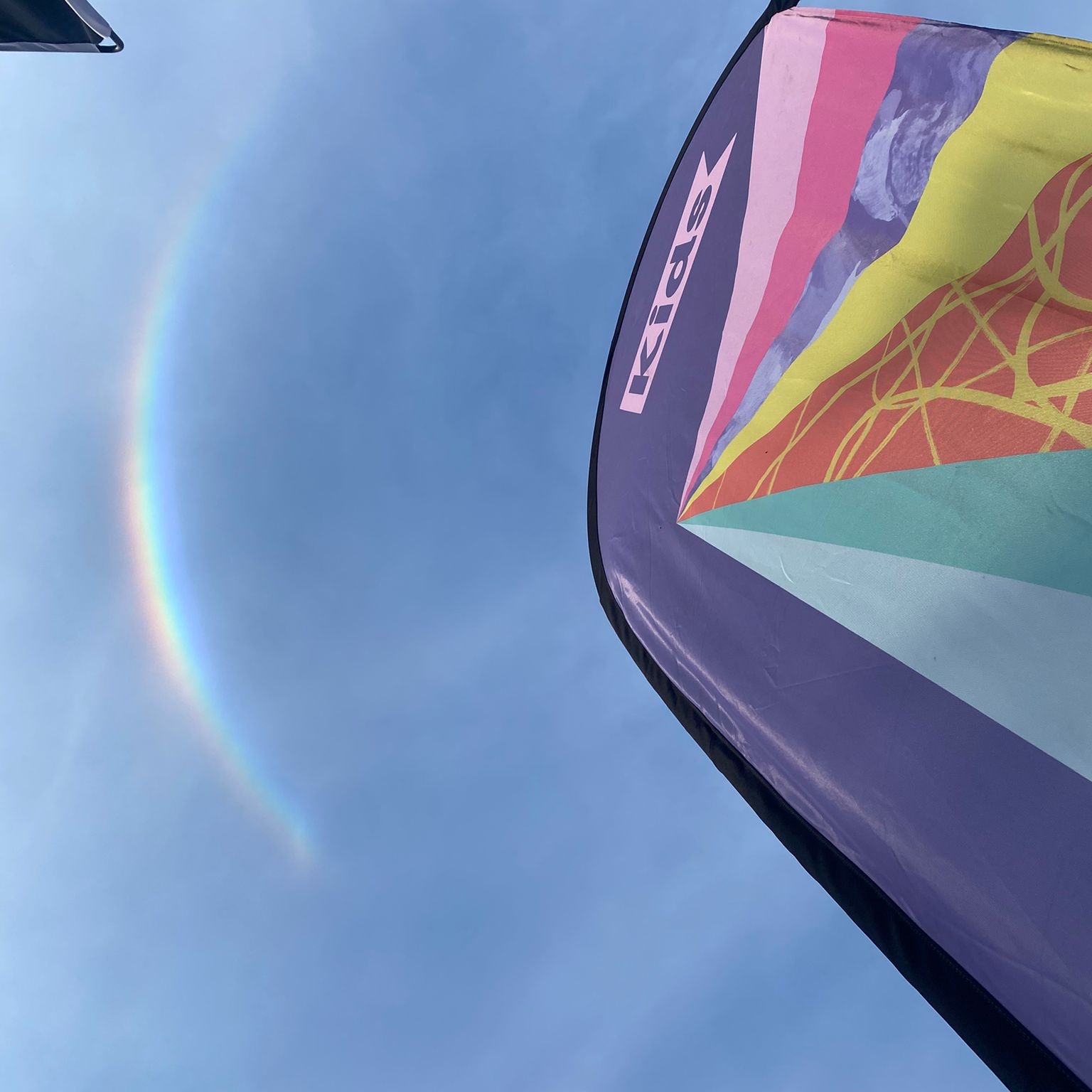 rainbow above the Kids banner