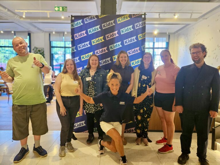Young people from Kids Advisory Panel with Georgia Gould, minister for school standards, with Kids staff member Aisia