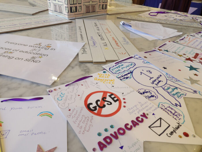 Flags which young people decorated to celebrate their stories of youth voice and being listened to