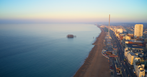an aerial shot of brighton beach